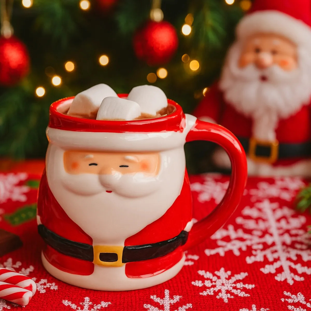 Caneca de Cerâmica em 3d do Papai Noel 330ml 🎁