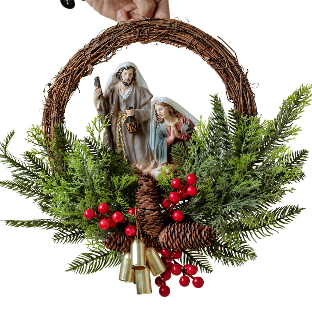 Guirlanda Presépio Sagrada Família em Resina – 40cm