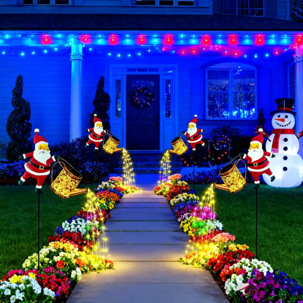Regador Solar Papai Noel - Decoração de Natal - Kit com 3 Unidades 🤶🎄
