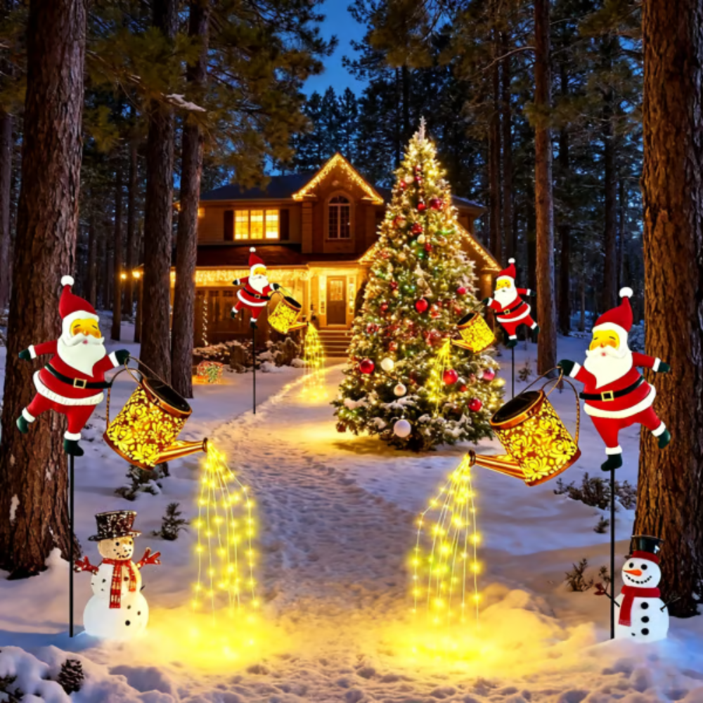 Regador Solar Papai Noel - Decoração de Natal - Kit com 3 Unidades 🤶🎄