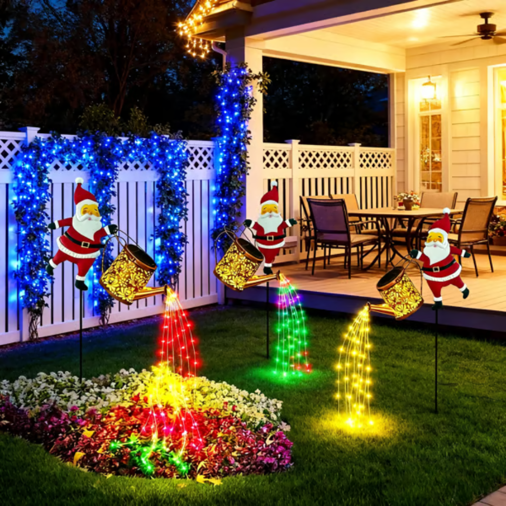 Regador Solar Papai Noel - Decoração de Natal - Kit com 3 Unidades 🤶🎄