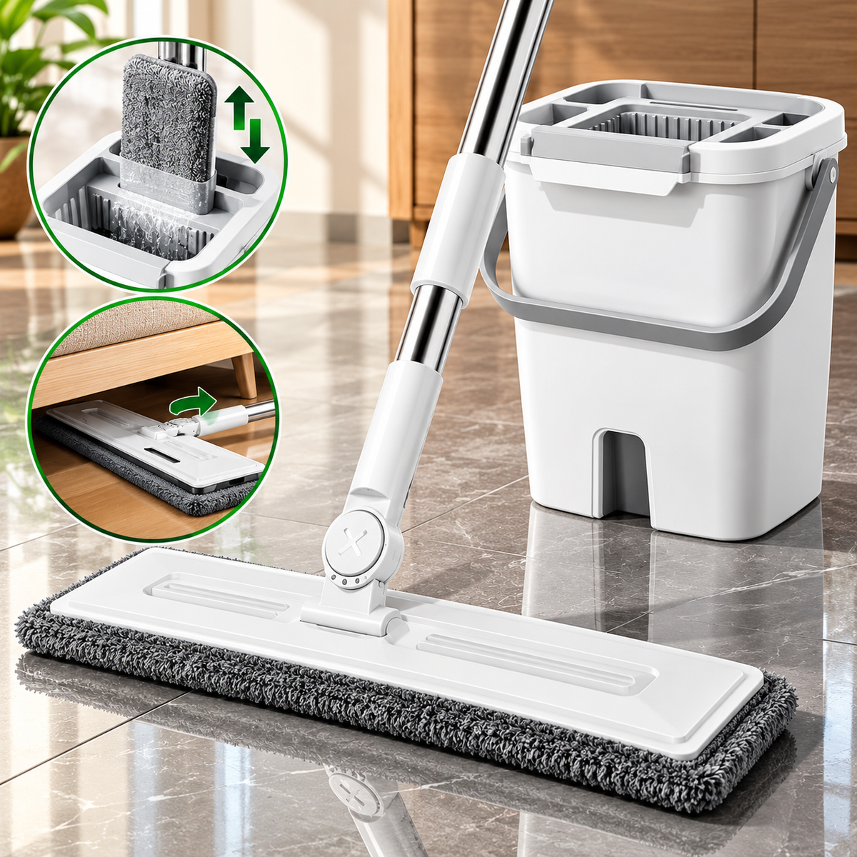 Select Mix™ — Kit de Limpeza Multifuncional com Mop, Rodo, Vassoura, Pá e Balde