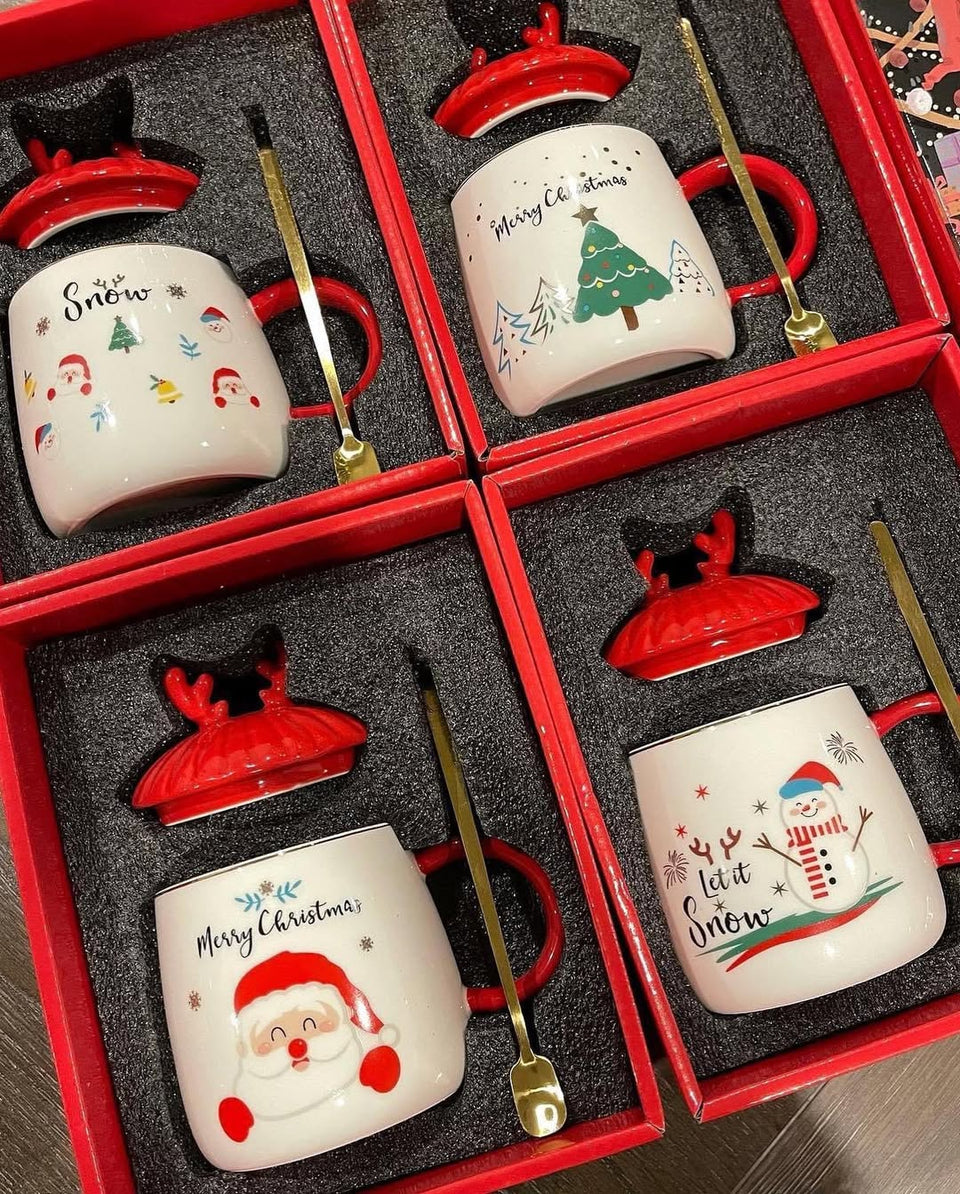 Caneca Natalina com Tampa de Rena - Pronta para Presente!
