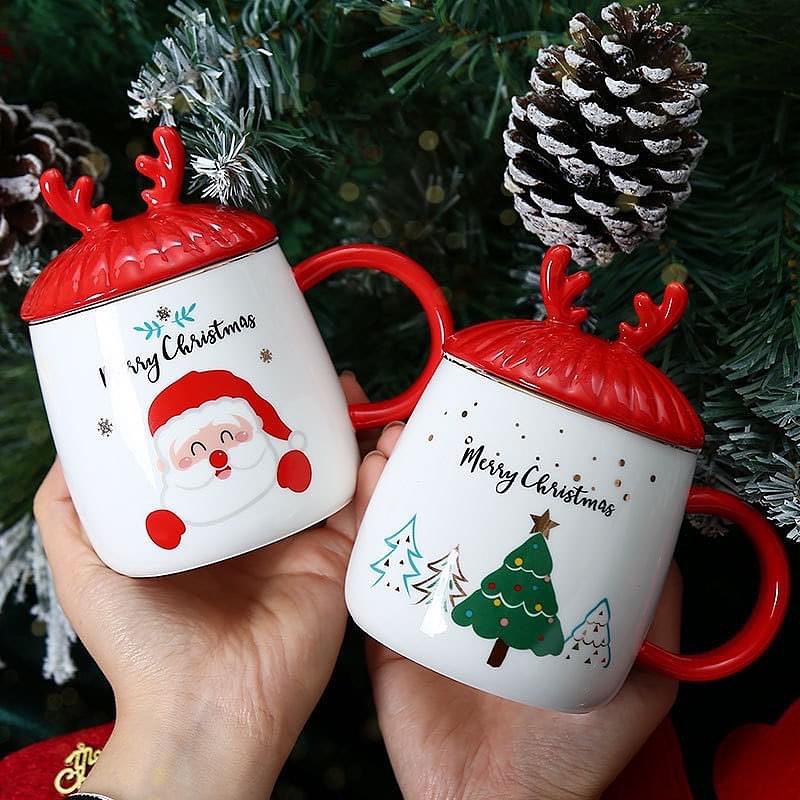 Caneca Natalina com Tampa de Rena - Pronta para Presente!