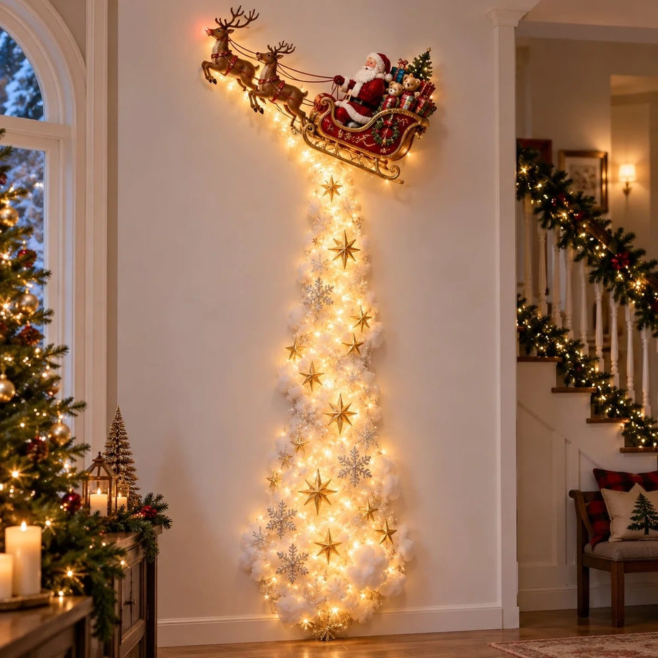 Decoração Natalina Trenó Mágico de Natal com LED – USB e Carregamento Solar