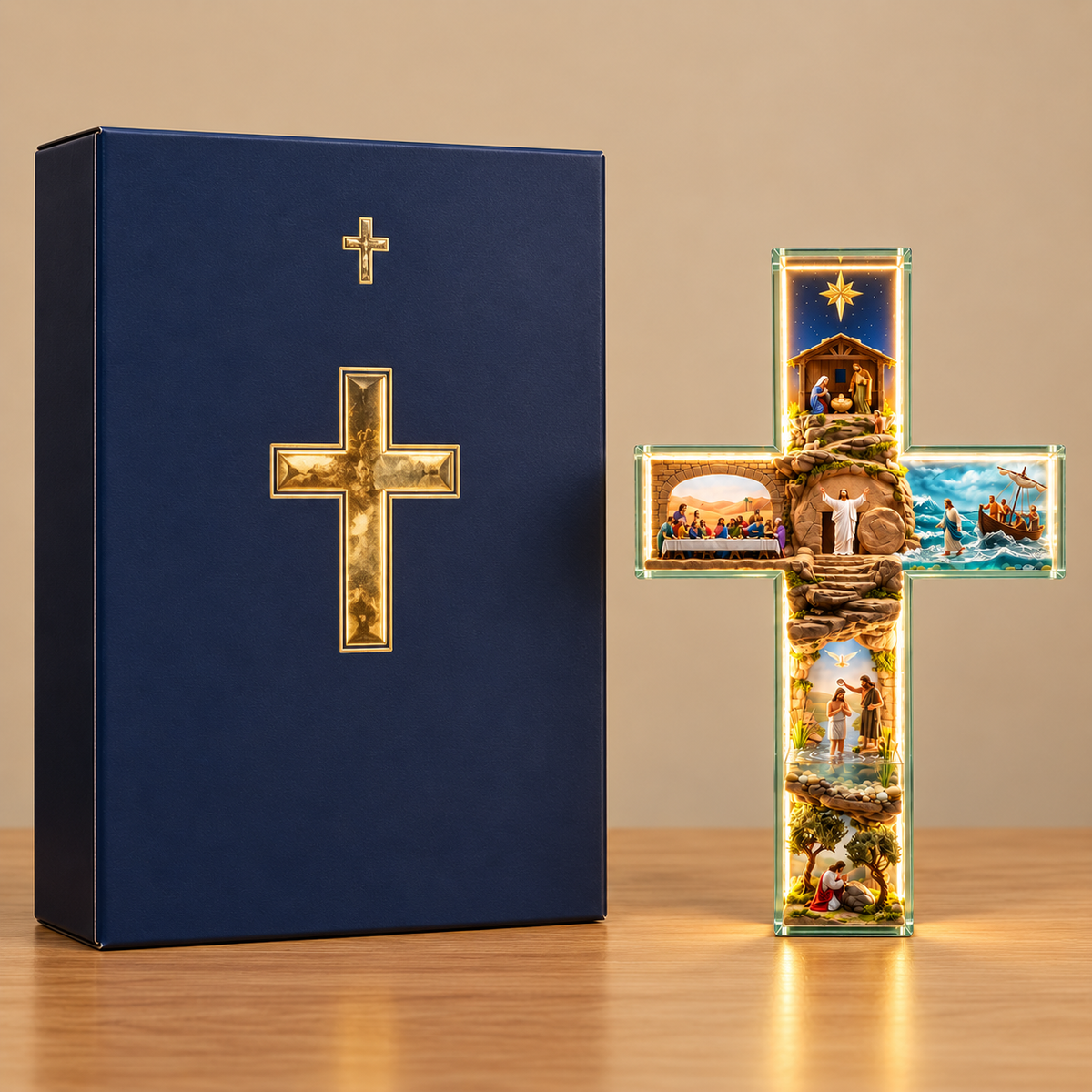 Enfeite Cruz Iluminada História de Jesus – 6 Cenas Completas