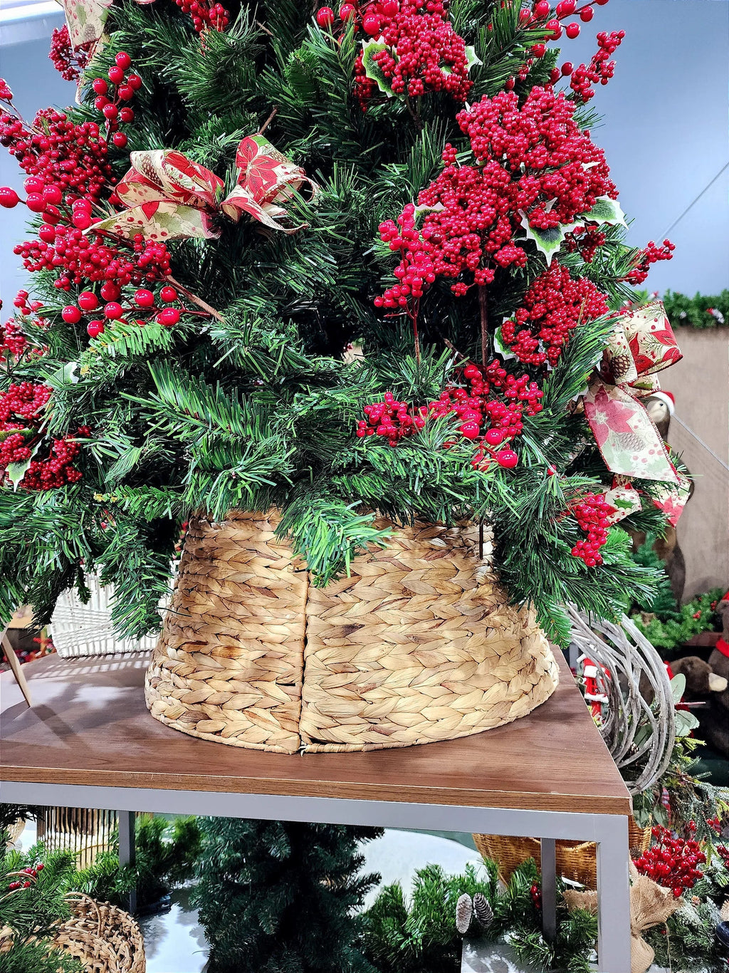 Saia Rígida Trançada Natural 60cm para Árvore de Natal