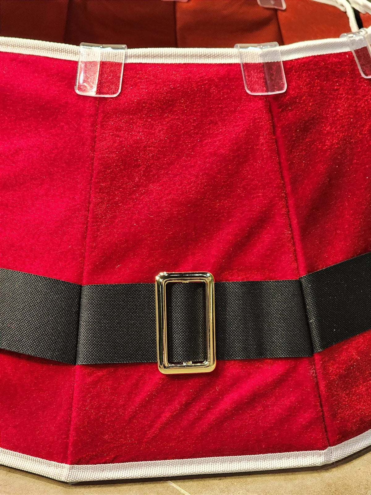 Saia Rígida para Árvore de Natal 68cm • Cinto Noel Vermelho e Branco
